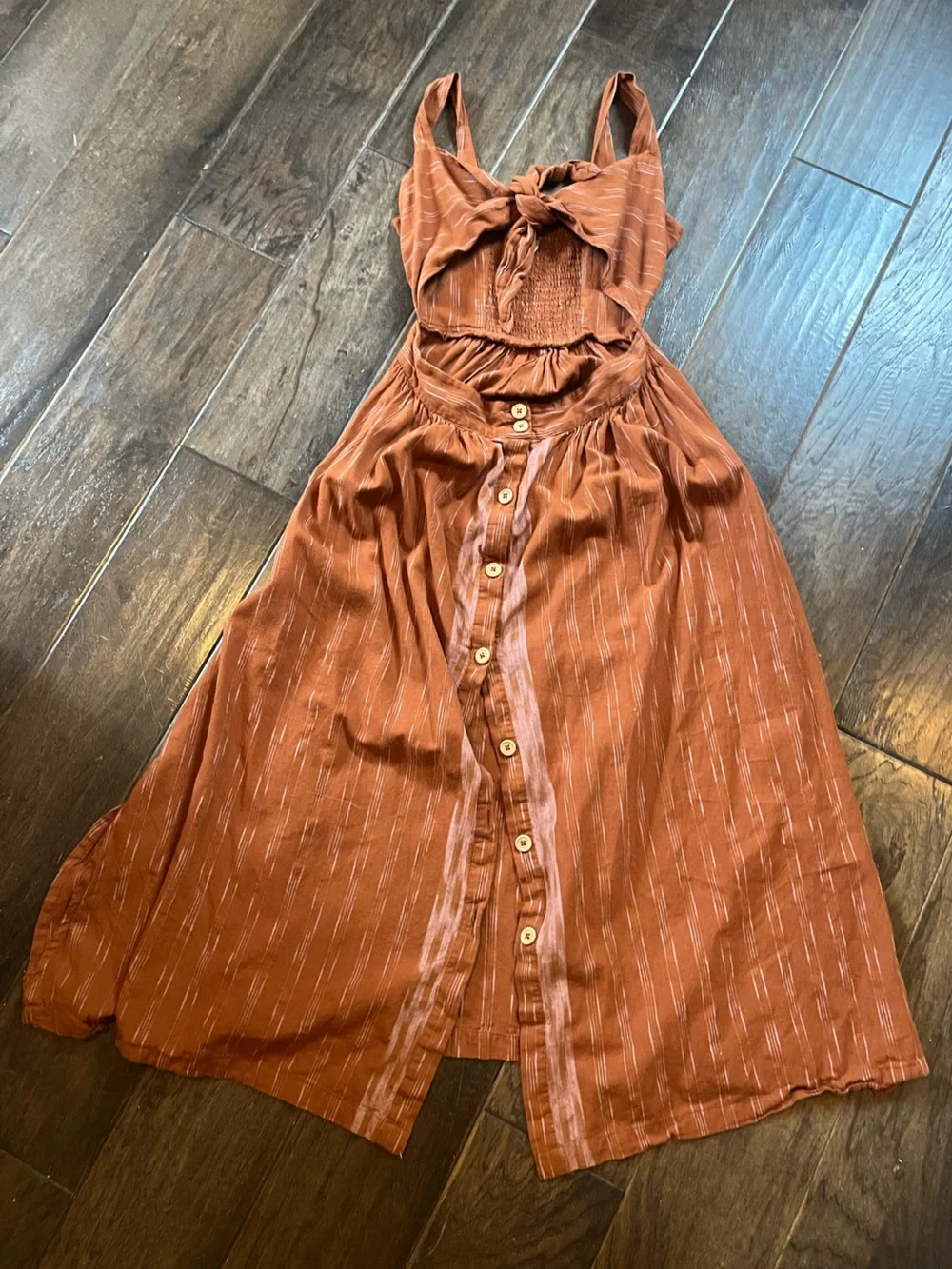 Free People Rust Tie-Front Midi Dress